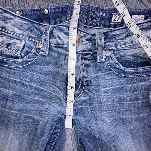 Miss Me Jeans Womens 27 Bootcut Embellished Pocket Medium Wash Flare Bell Bottom - Picture 6 of 15